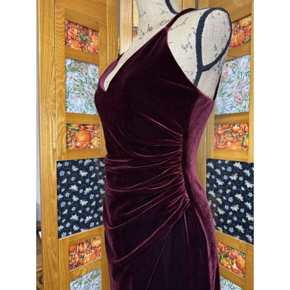 BETSY ADAM Purple Maroon Velvet Evening Gown Dress Slit Pageant Prom Wedding Sz6 - Picture 7 of 10